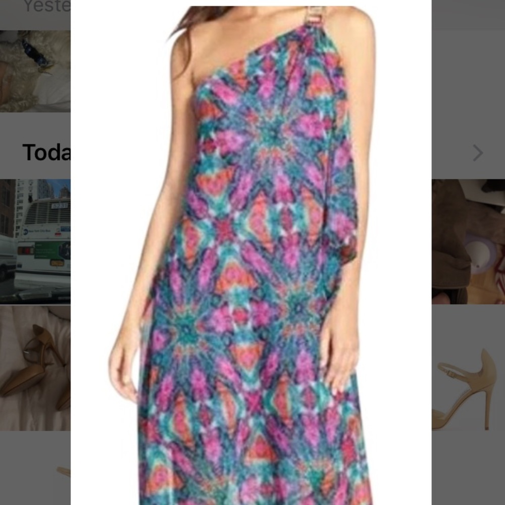 Laundry multicolored chiffon one shoulder dress 4